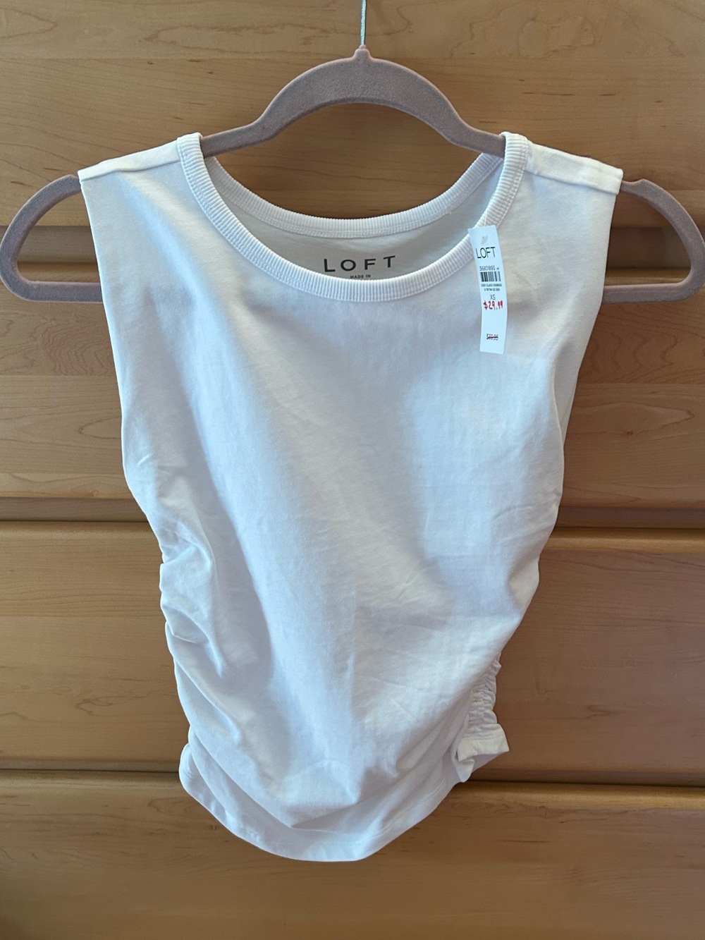 LOFT White Ruched Crewneck Tank
